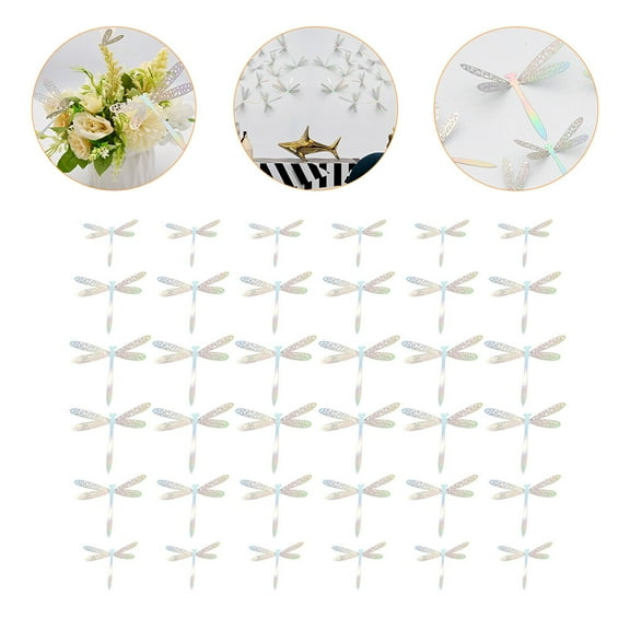 BRIGHTFUFU 36Pcs Wall Sticker Silver Dragonfly For Home Decor And Removable Decals