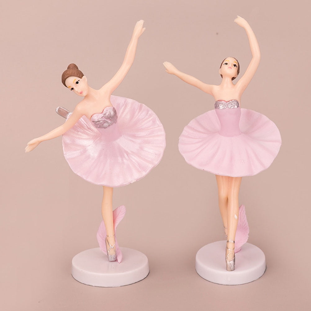 BRIGHTFUFU Ballerina Dolls Pink PVC Decorative Models 3Pcs