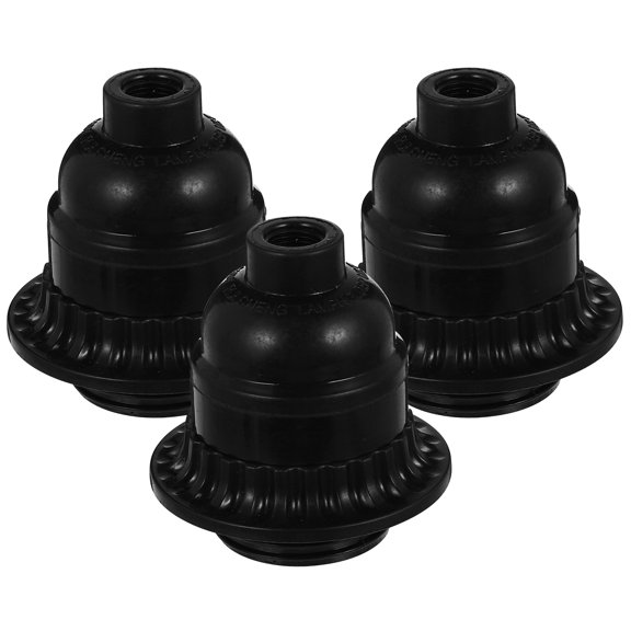 BRIGHTFUFU medium base light socket E26 Black Keyless Bakelite Electrical Fitting 3 Pcs