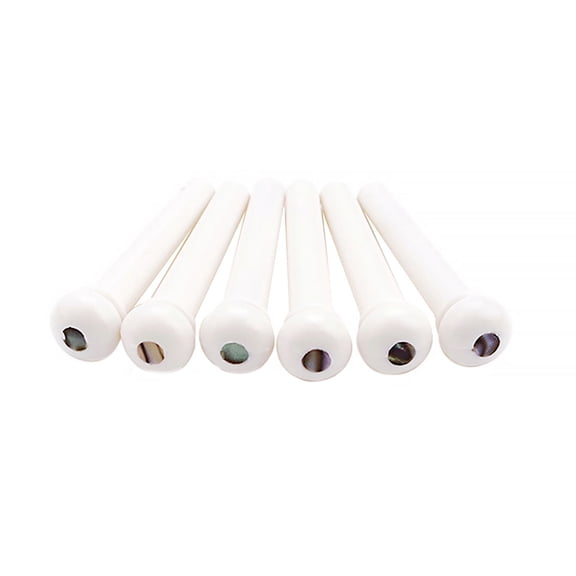 BRIGHTFUFU 6Pcs Guitar Bridge Pegs in White Plastic for Acoustic Guitar Accessories 1.24X0.31X0.31 Inch