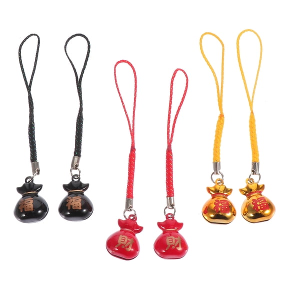 BRIGHTFUFU 6Pcs Money Bag Pendants Assorted Color Polyester Material for Phone and Bag