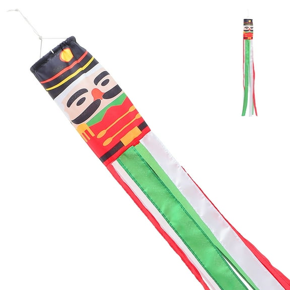 BRIGHTFUFU Christmas Windsock Nutcracker Soldier 1Pack for Outdoor Use Garden and Yard Decor