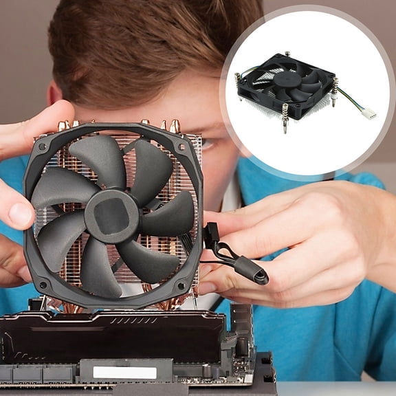 BRIGHTFUFU Ultra Thin Electric CPU Cooling Fan with Copper Base, Black High Performance Heat Dissipation Cooler