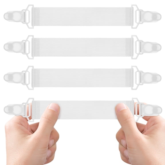 BRIGHTFUFU Elastic Garters Bed Sheet Grippers with Durable Plastic Clips and Rubber Button Hooks for Secure Bedding Fastening and Wrinkle-Free Mattress Covers