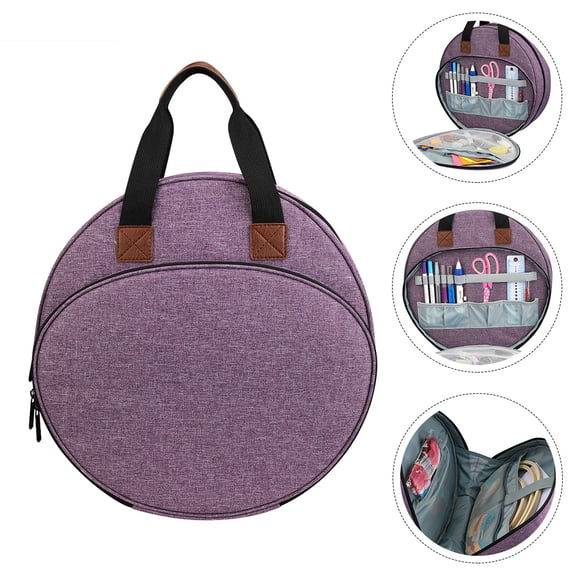 BRIGHTFUFU Embroidery Project Pouch Purple 600d Oxford Cloth Organizer 1Pc