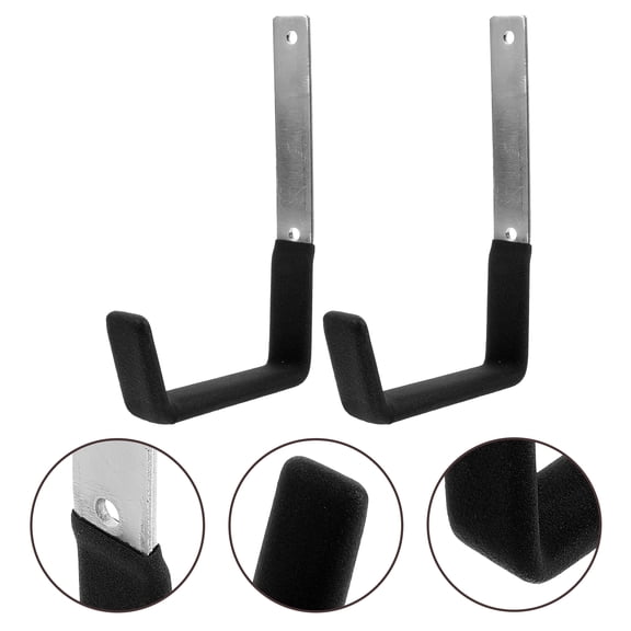 BRIGHTFUFU 2Pcs Wall Mounted Hooks for Hanging Heavy Duty Tools Black L Shape Metal