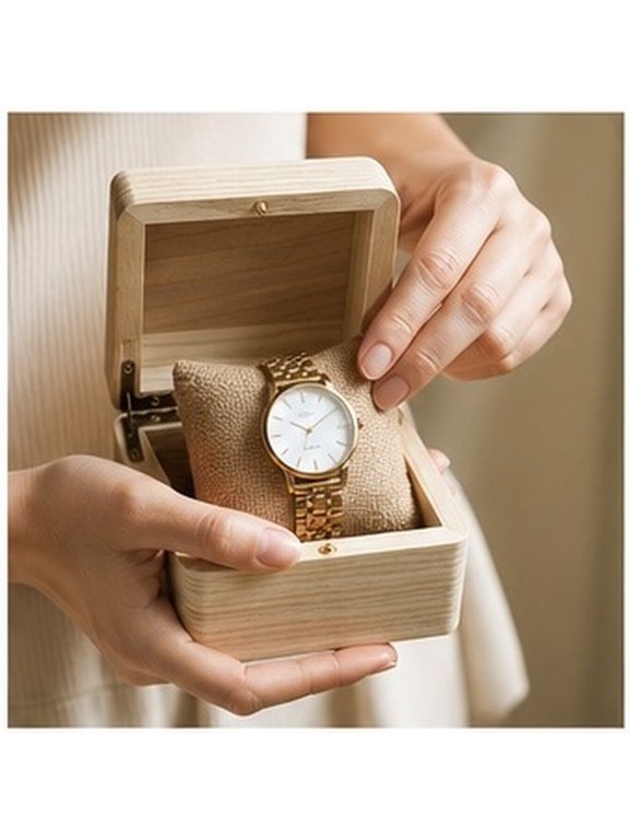 Khaki Mens Watch Box with Elegant Wooden Finish for Secure Storage and Display