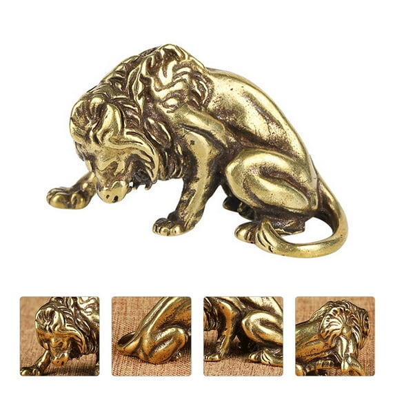 BRIGHTFUFU Lion Decorations Golden Brass 1Pack Desktop Adornment Home Gifting Occasions