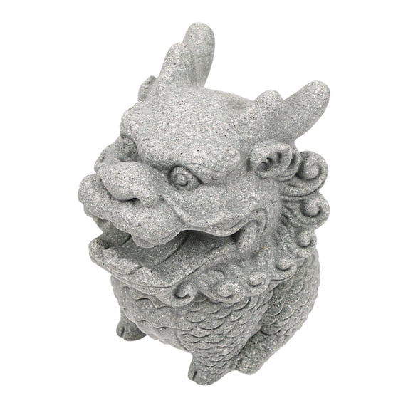 BRIGHTFUFU Lion Figure Sculpture Animal Tabletop Figurine for Study Room 1Pcs Grey Stone