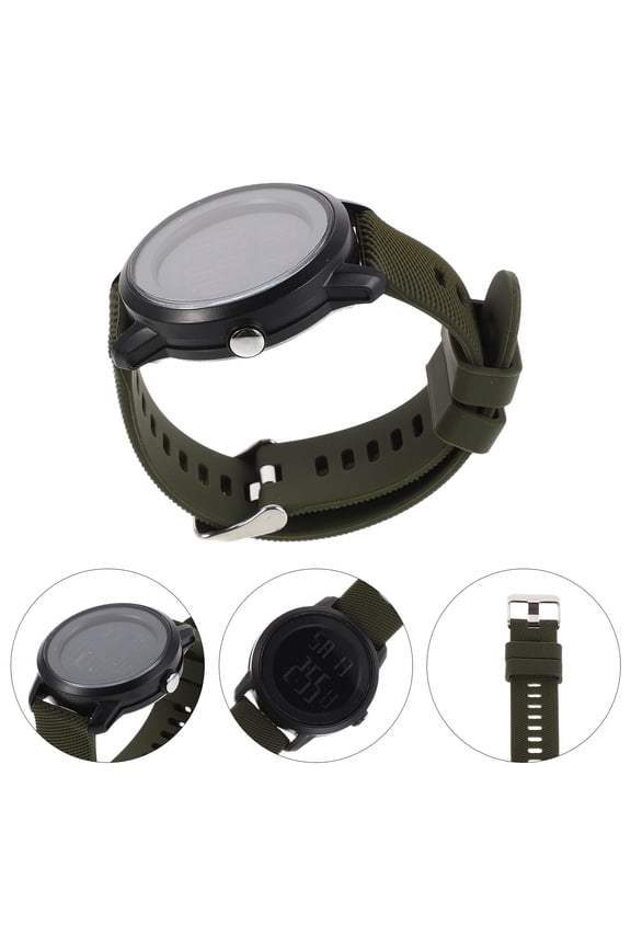 Men's Digital Watch with Green LED Backlight, Large Display, Outdoor Sports Timepiece