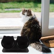 BRIGHTFUFU Cat Feeder Bowl Black Plastic Anti-Fall High Base Design for Pets