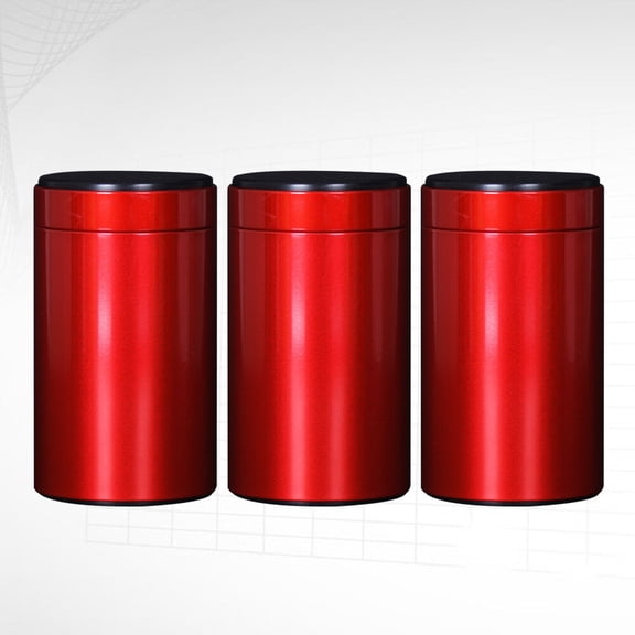 BRIGHTFUFU Red Round Metal Can with Lid 3Pcs for General Users Home and Travel Use