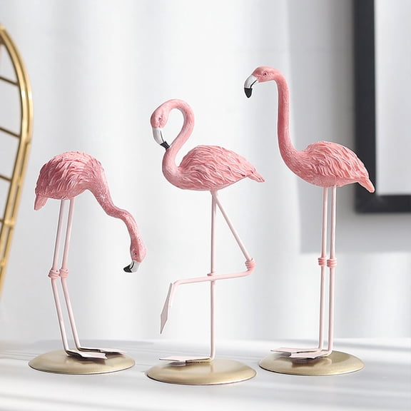 BRIGHTFUFU Resin Flamingo Sculpture Decorative Flamingo Statue Tabletop Figurine Home Decor