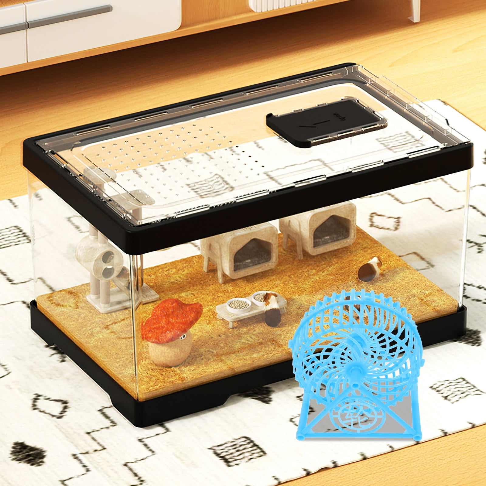 BRIGHTFUFU SkyBlue Hamster Wheel for Small Pets ABS Material Cute and ... - Highly Entertaining Hamster Kits