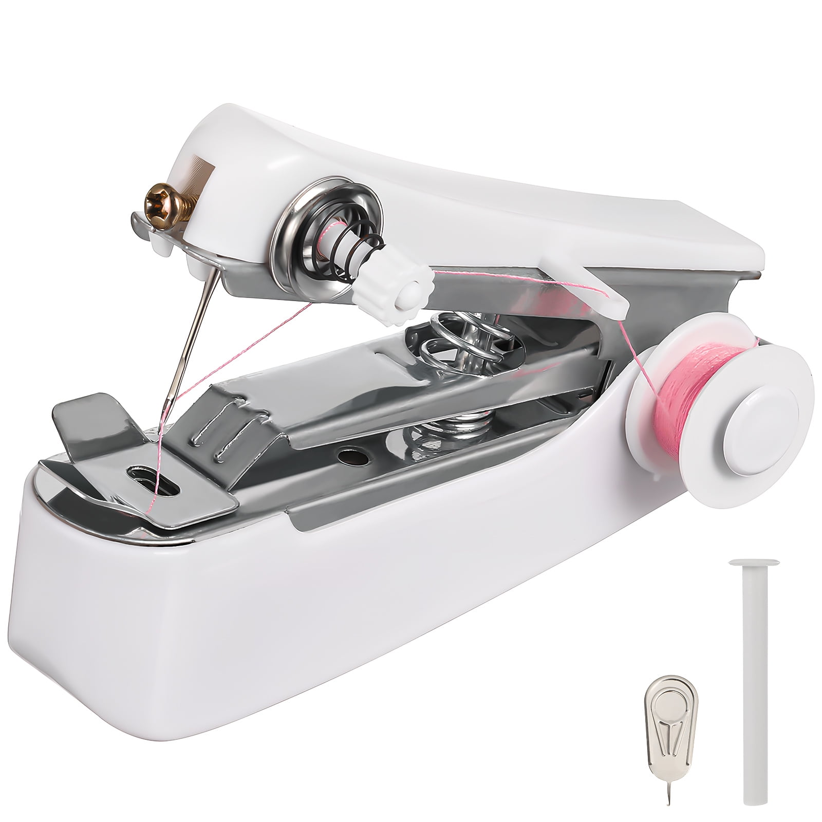 BRIGHTFUFU Handheld Sewing Machine Portable White Stainless Steel Plastic for Home Mending