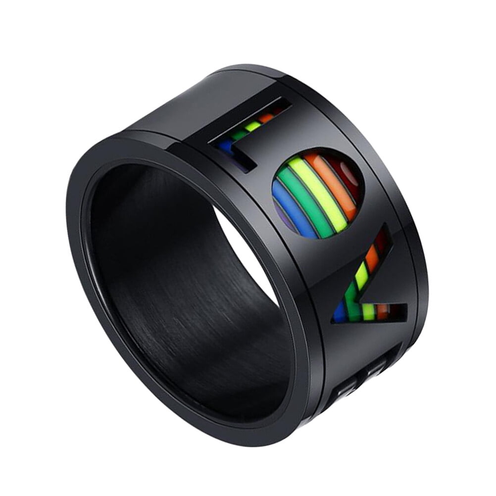 Small Rings Fidget BRIGHTFUFU Stainless Steel Fidget Rings Black Simple but Chic Rotating ...