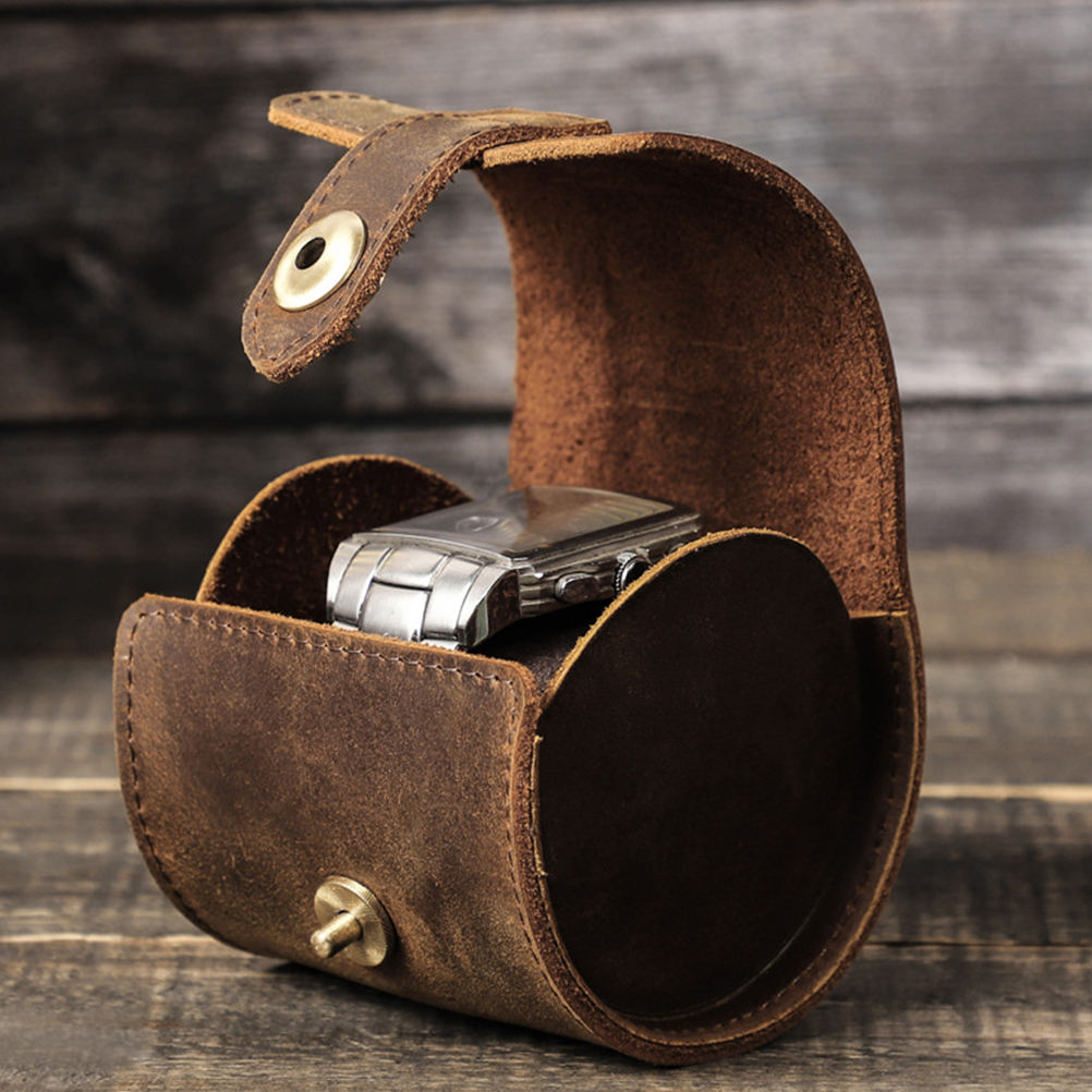 Single Watch Storage BRIGHTFUFU Travel Watch Case Coffee Roll Organizer Single Watch Storage ...