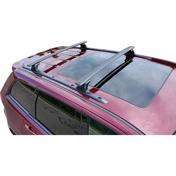 BRIGHTLINES Heavy Duty Anti-Theft Aluminum Roof Rack Crossbars Compatible with 2011-2021 Jeep Grand Cherokee with Black Plastic Moldings