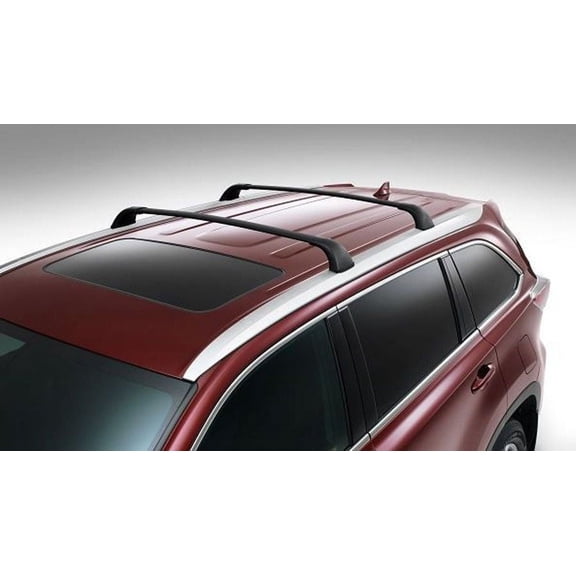 BRIGHTLINES Roof Rack Crossbars Replacement for Toyota Highlander 2014-2019 XLE Limited SE Limited Platinum, a Set of 2pcs, Black Aluminum Rack