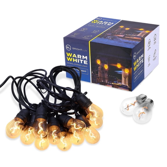Brightlux 24 ft. 12 Light Warm White S14 Spiral String Light