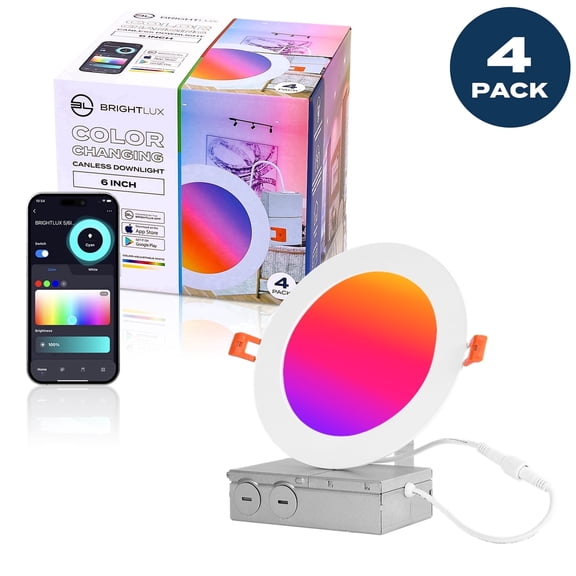 Brightlux 6 in. Smart RGBTW Downlight (4 Pack)