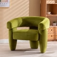 thumbnail image 1 of BRILHAMEZ Modern Velvet Barrel Accent Chair, Upholstered Single Sofa Lounge Chair for Living Room Bedroom, Green, 1 of 8