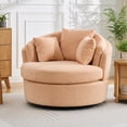 thumbnail image 1 of BRILHAMEZ Modern Oversized 360° Swivel Accent Chair, Lambswool Fabric Round Cuddle Chair Single Sofa Lounge Chair for Living Room, Brown, 1 of 8