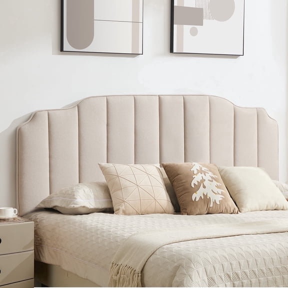 BRILHAMEZ Adjustable Upholstered Headboard, Full / Queen Size Linen Fabric Padded Headboard for Bed Frame, Khaki