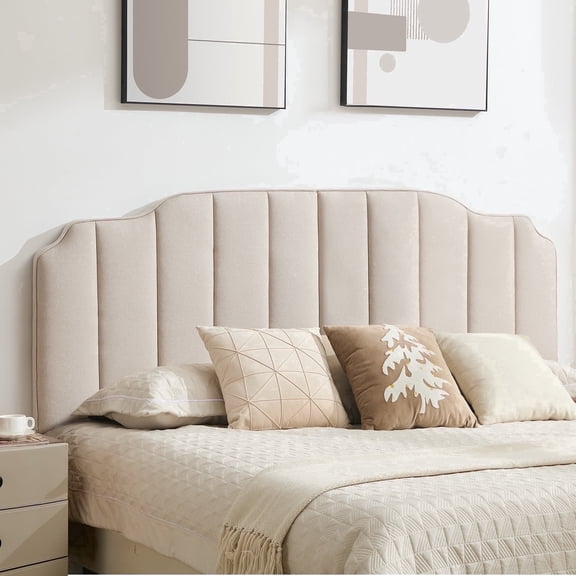 BRILHAMEZ Adjustable Upholstered Headboard, Full / Queen Size Linen Fabric Padded Headboard for Bed Frame, Khaki