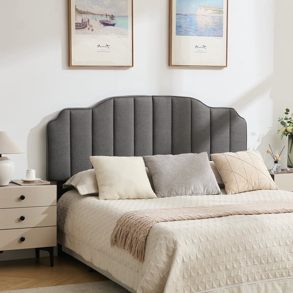 BRILHAMEZ Upholstered Headboard Full/Queen Size Linen Thickened Height and Width Adjustable Headboard,Gray