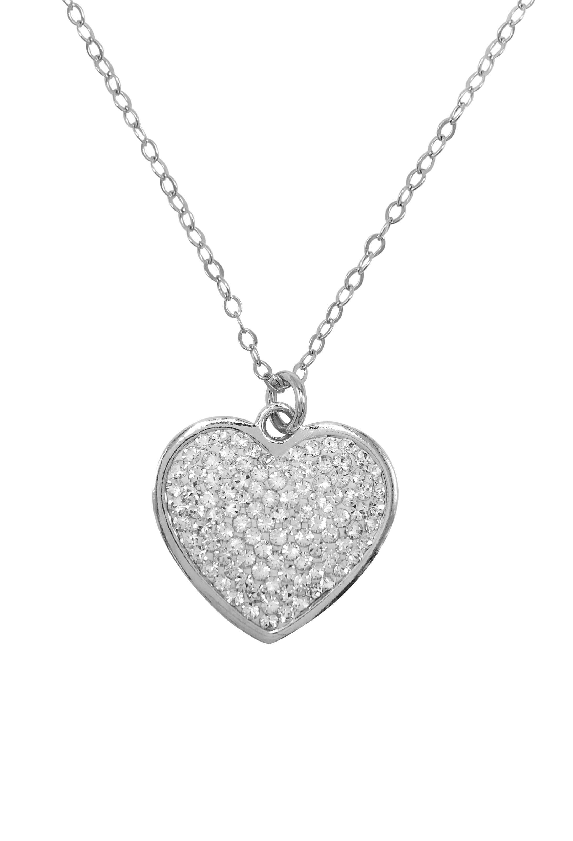 BRILLIANCE FINE JEWELRY Rhodium Plated Puffed Crystal Heart Pendant