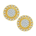 thumbnail image 1 of BRILLIANCE FINE JEWELRY Sterling Silver & 18K Gold Plated Crystal Round Stud Earrings, 1 of 2