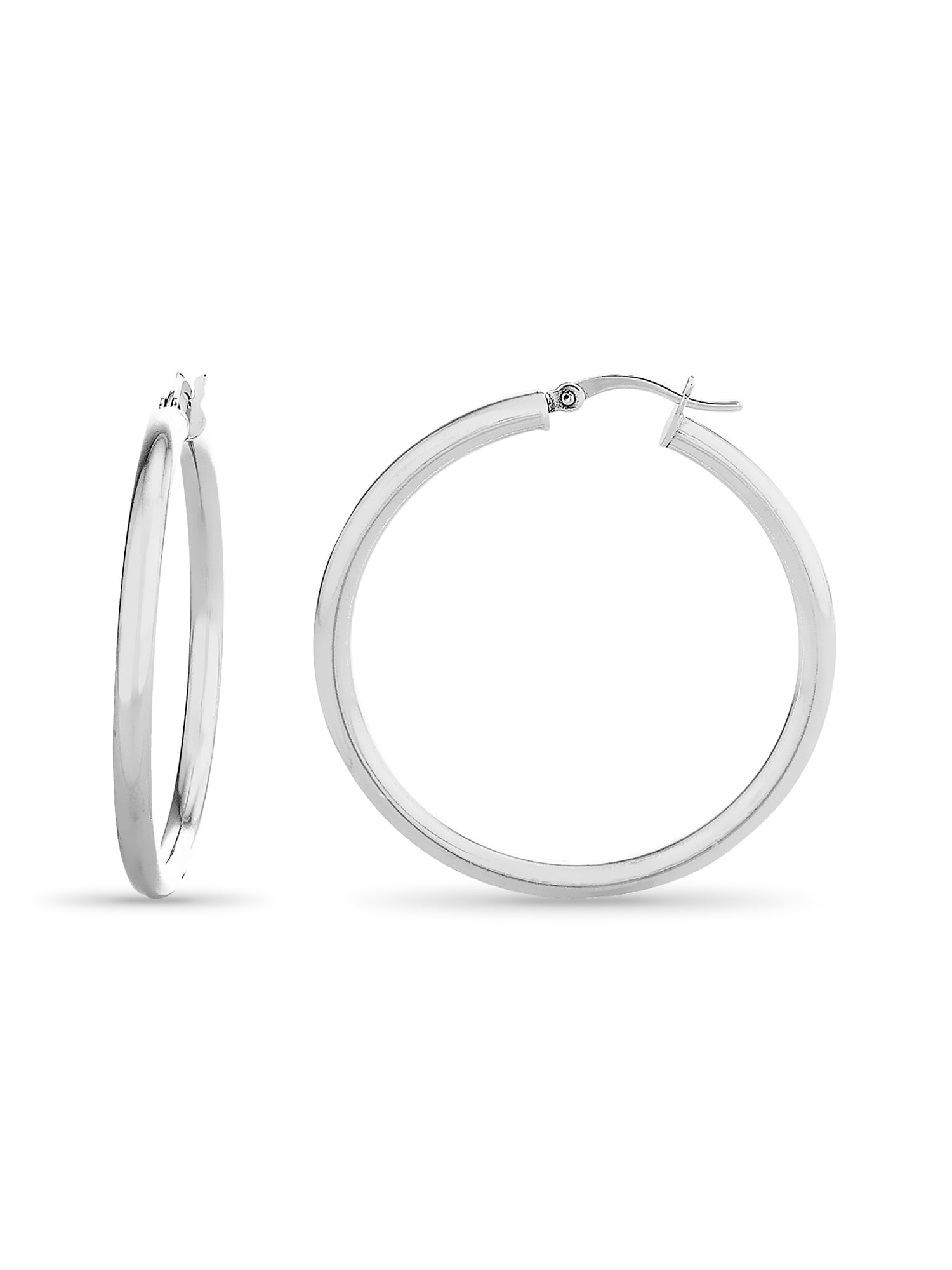 Ultralinx  Sterling Silver Polished Round Tubing Hoop Earrings