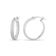 BRILLIANCE Sterling Silver Polished Square Tubing Hoop Earrings