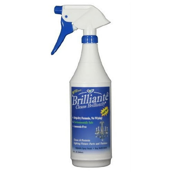 BRILLIANTÉ Crystal Chandelier Cleaner Manual Sprayer 32oz Environmentally Safe, Ammonia-Free, Drip-Dry Formula, Made in USA (1)