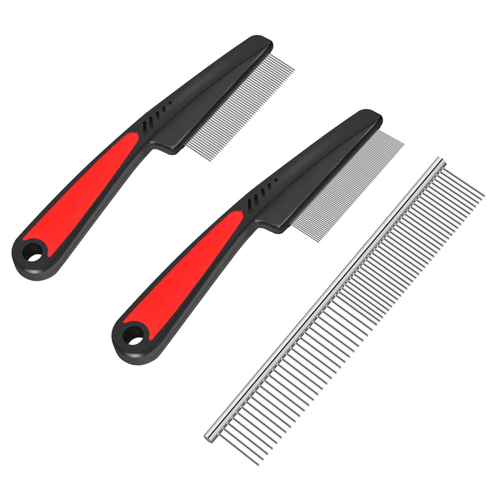 BRILLIRARE 3 Pack Dog Comb Kit, Stainless Steel Cat Flea Lice Grooming