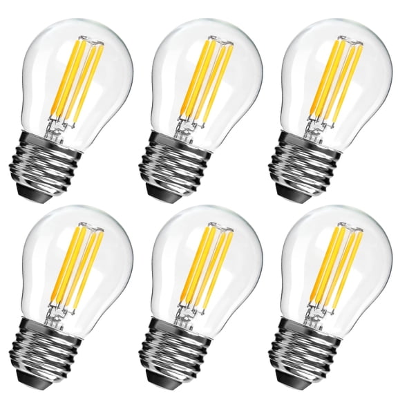 BRIMAX 6Pack LED Light Bulbs E26 Base G45 Dimmable Bulbs, 4W Equivalent 40W Incandescent, 110V-130V 2700K Soft White Globe Light Bulbs for Ceiling Fans, Pendant