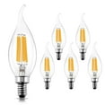 thumbnail image 1 of BRIMAX C35T Dimmable E12 Candelabra Flame Tip Style LED Edison Bulbs, 6W Equivalent 60W 2700K Soft White Light, LED Candle Light Bulbs for Indoor Outdoor, 6Pack, 1 of 7