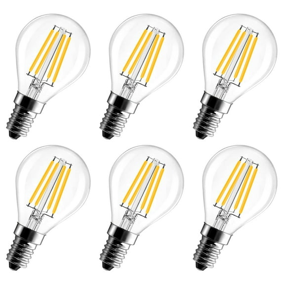 BRIMAX LED Light Bulb E12 Base G45 LED Bulb Dimmable 4W 40W Incandescent Equivalent 110V-130V Chandelier Light Bulbs 2700K Soft White Globe Light Bulbs for Ceiling Fans, Pendant Light, 6Pack