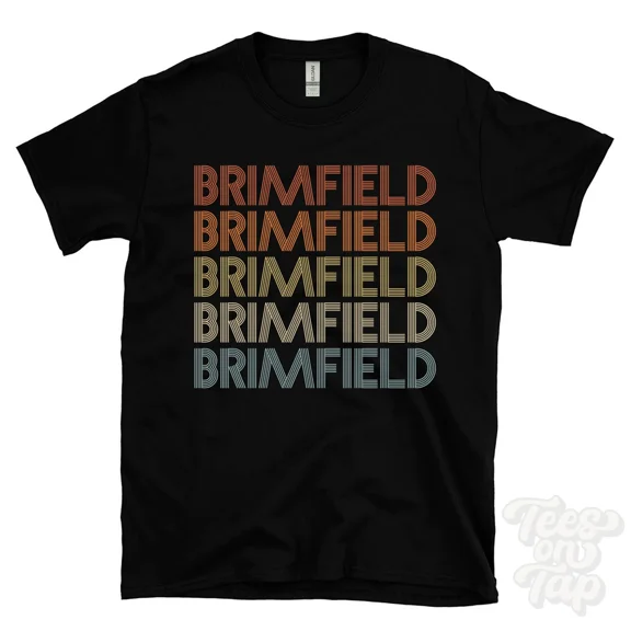 BRIMFIELD REPEATED RETRO STYLE T-SHIRT mens & womens novelty cool name gift
