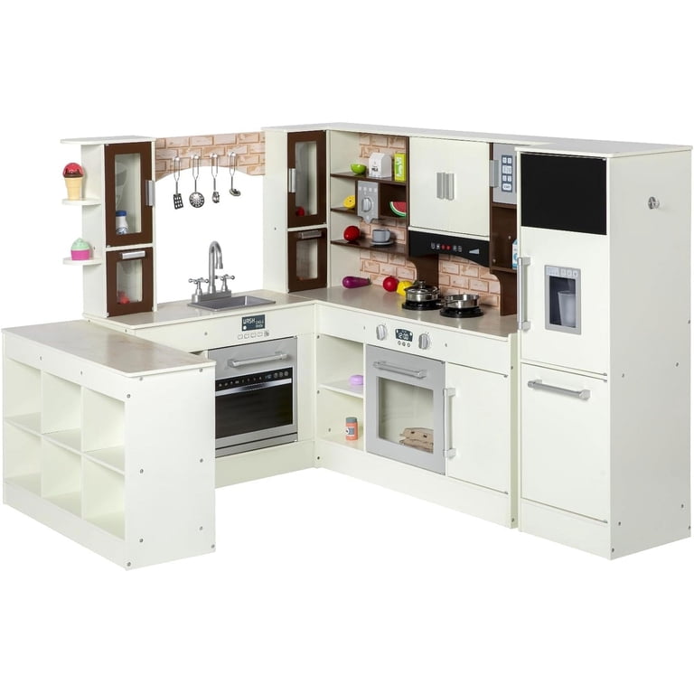 KJ-5【新入荷　アウトレット】ヘル　ダイニング5点セット　ホワイト BRINJOY 3-Piece Kids Kitchen Playset, Wooden Set w/Light&Sound