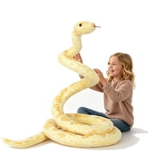 BRINJOY Giant Anaconda Snake Stuffed Animal, 149 inch Huge Snake Plush Toy, Large Lifelike Snake Plushie for Kids, Halloween & Jungle Party Decor,Yellow