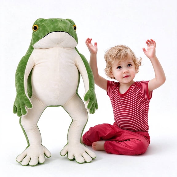 BRINJOY Giant Frog Stuffed Animal, 28" Large Plush Green Tree Frog, Big Stuffed Lifelike Frog, Jumbo Oversized Gift Toy for Toddlers Kids Boys Girls