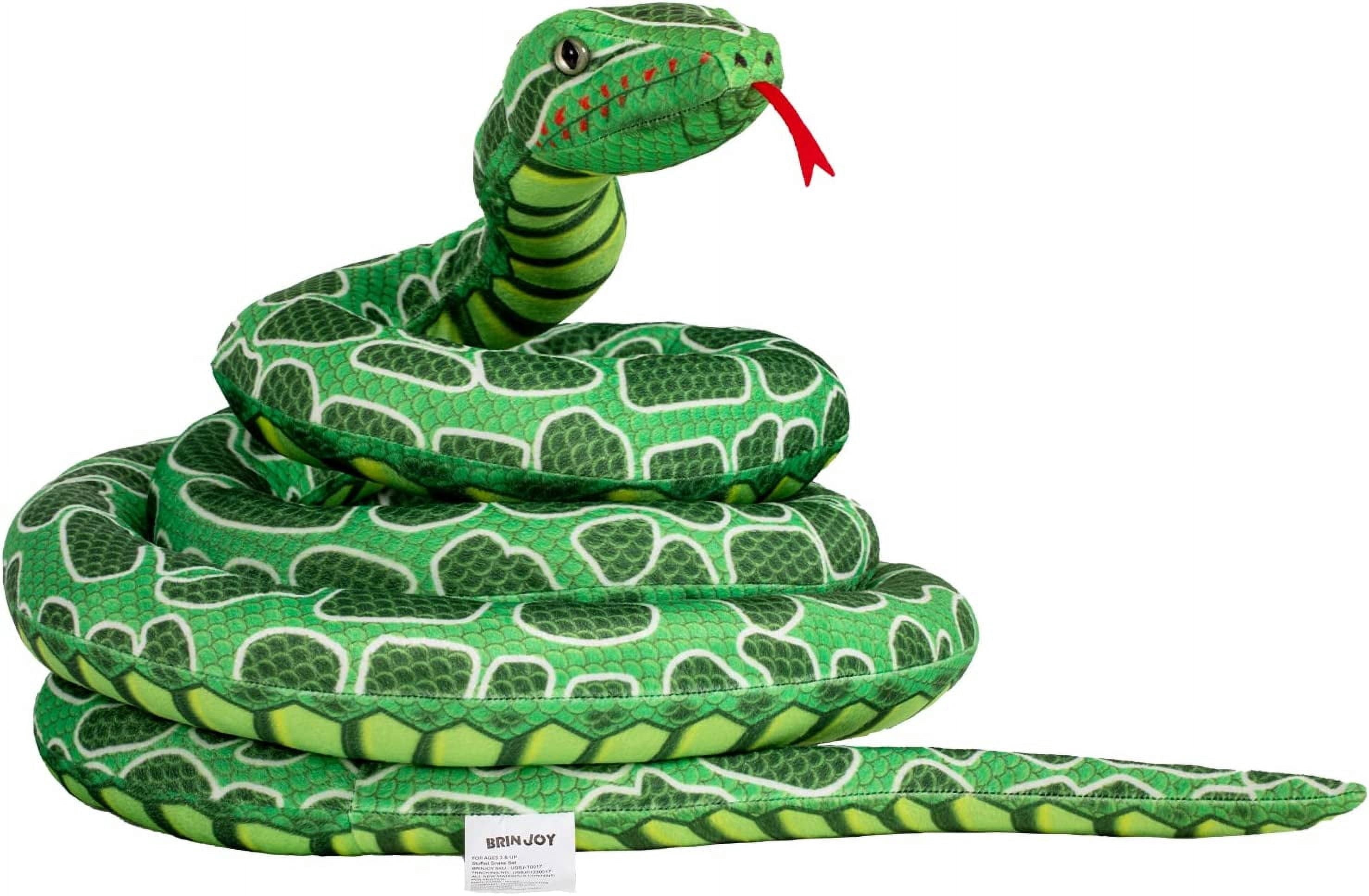 BRINJOY Giant Snake Stuffed Animal, 149 inch Large Snake Lifelike Jumbo Animal Plush Toy for Kids, Curving Huge Snake for Boys & Girls Gift on Birthday Baby Shower Party