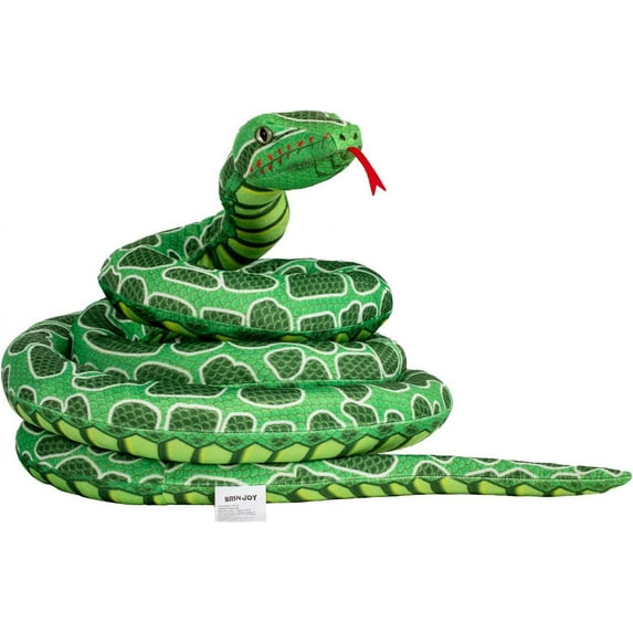 BRINJOY Giant Snake Stuffed Animal, 149 inch Large Snake Lifelike Jumbo Animal Plush Toy for Kids, Curving Huge Snake for Boys & Girls Gift on Birthday Baby Shower Party