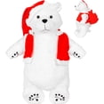 thumbnail image 1 of BRINJOY Large Polar Bear Stuffed Animal, 23" Bear Plush Toy w/Christmas Hat, Vest, Backpack, Sticker&Door Hanger, Big Cuddly Lifelike White Bear, Decor, Gift for Kids Boys Girls Age 3+, 1 of 8