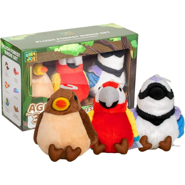 BRINJOY Plush Bird Stuffed Animal Set, 3 Pcs Birds Plush Toy w