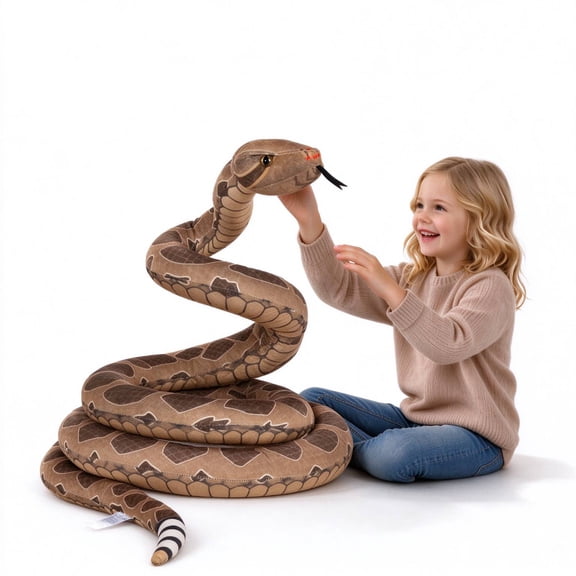 BRINJOY Giant Rattlesnake Stuffed Animal,149 inch Lifelike Huge Rattlesnake Plush Toy, Large Fake Snake Plushie for Kids, Prank & Halloween Party Decor