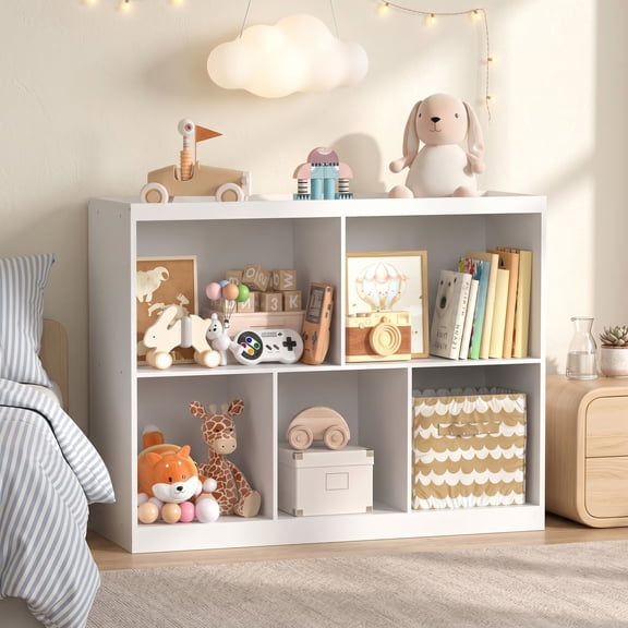 BRINJOY 3 Tiers Kids Bookcase Toy Storage Organizer, Kids Bookshelf Toy Cabinet for Playroom, Montessori Bedroom Storage for Daycare Home