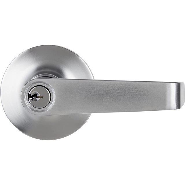 BRINKS Commercial Light Duty Keyed Door Entry Storeroom Lever, Satin